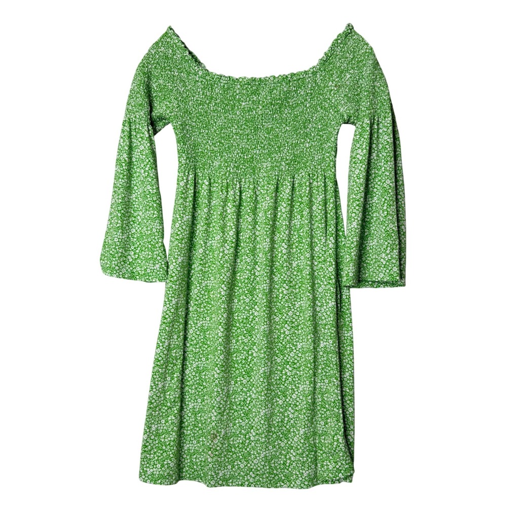 Michael Michael Korrs Milkmaid Mini Dress Womens XS‎ Green Floral Boho Cottage